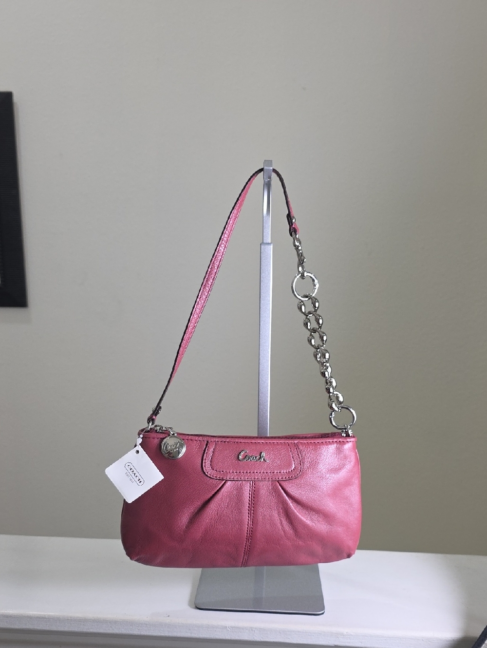 Coach F47527 Smooth Leather Ginger Beet Mauve Pink Shoulder Bag Silvertone NWT - Picture 15 of 15